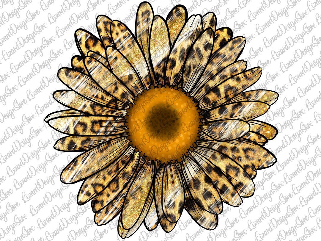 Leopard Daisy Design Png,daisy Sublimation,leopard Patterned Daisy
