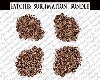 Distressed Leopard Print Patches PNG, Distressed Leopard Print Sublimation Patches PNG, Patches Bundle Png, Leopard Patch Background,
