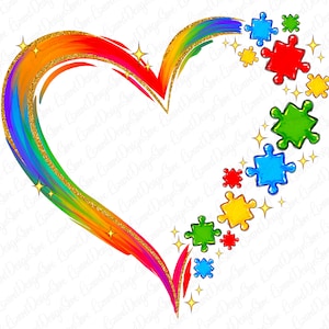 Autism heart png sublimation design download, Autism awareness png, western Autism heart png, Autism love png, sublimation designs download