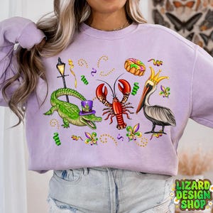Mardi Gras alligator pelican crawfish sublimation design download, Mardi Gras png, Louisiana png,Fleur de Lis Png,sublimate designs download