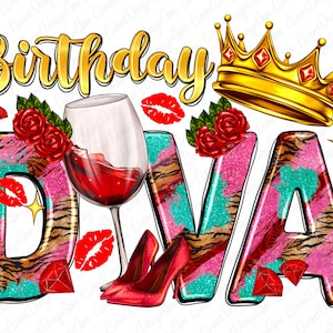 Birthday diva png sublimation design download, birthday party png, birthday queen png, birthday png, sublimate designs download