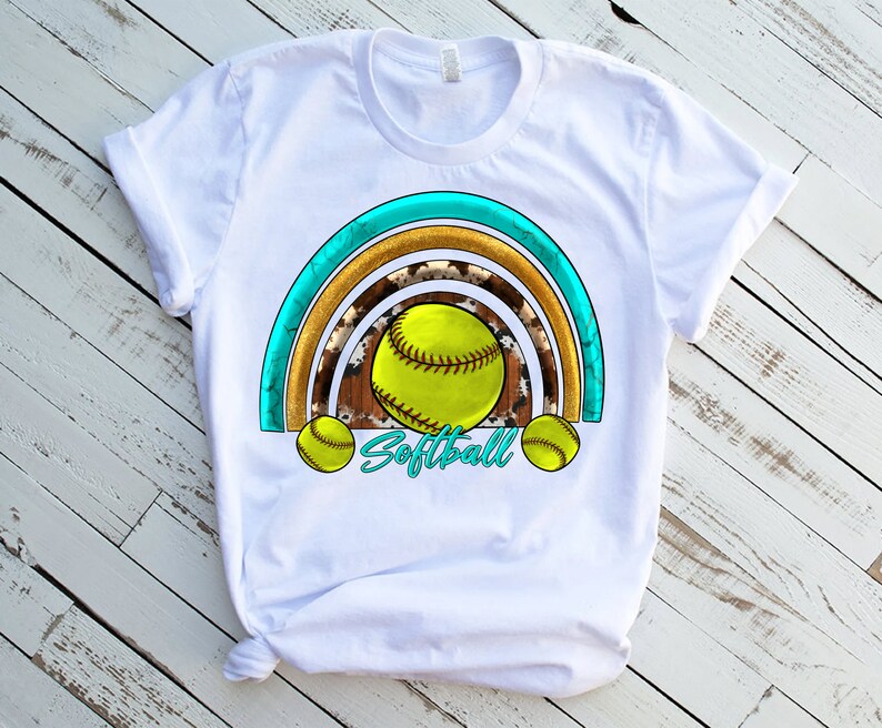 Softball Cowhide Turquoise Rainbow Png Softball Rainbow Png | Etsy