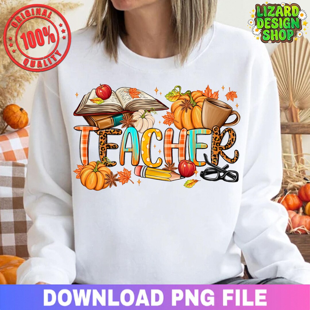 Fall Teacher Png Sublimation Design Download, Fall Png, Fall Vibes Png ...