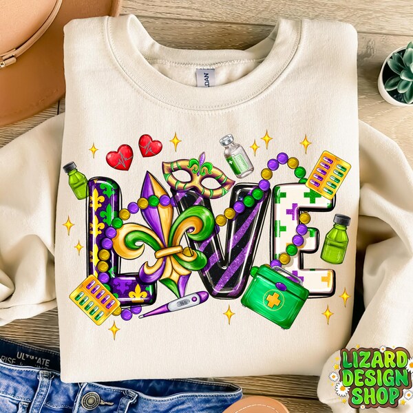 Mardi Gras love Nurse png sublimation design download, Happy Mardi Gras png, Mardi Gras Nurse png, Nurse Life png,sublimate designs download