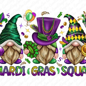 Mardi Gras squad with gnomies png sublimation design download, Mardi Gras png, gnomies png, Mardi Gras squad png, sublimate designs download