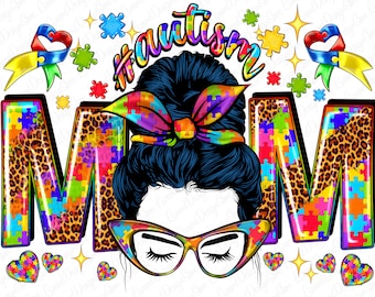 Messy Bun Autism Mom Png Sublimation Design,Autism Puzzle Png,Messy Bun Mom Png,Autism Mama Png,Autism Sublimation PNG,Autism Mom Download