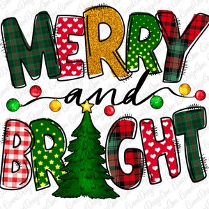 Merry And Bright Png Sublimation Design, Christmas Png, Christmas Bells Png, Happy Holidays Png, Merry And Bright Png, Digital Download