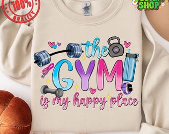 El gimnasio es mi lugar feliz png descarga de diseño de sublimación, fitness png, gimnasio amor png, vida de gimnasio png, descarga de diseños sublimados