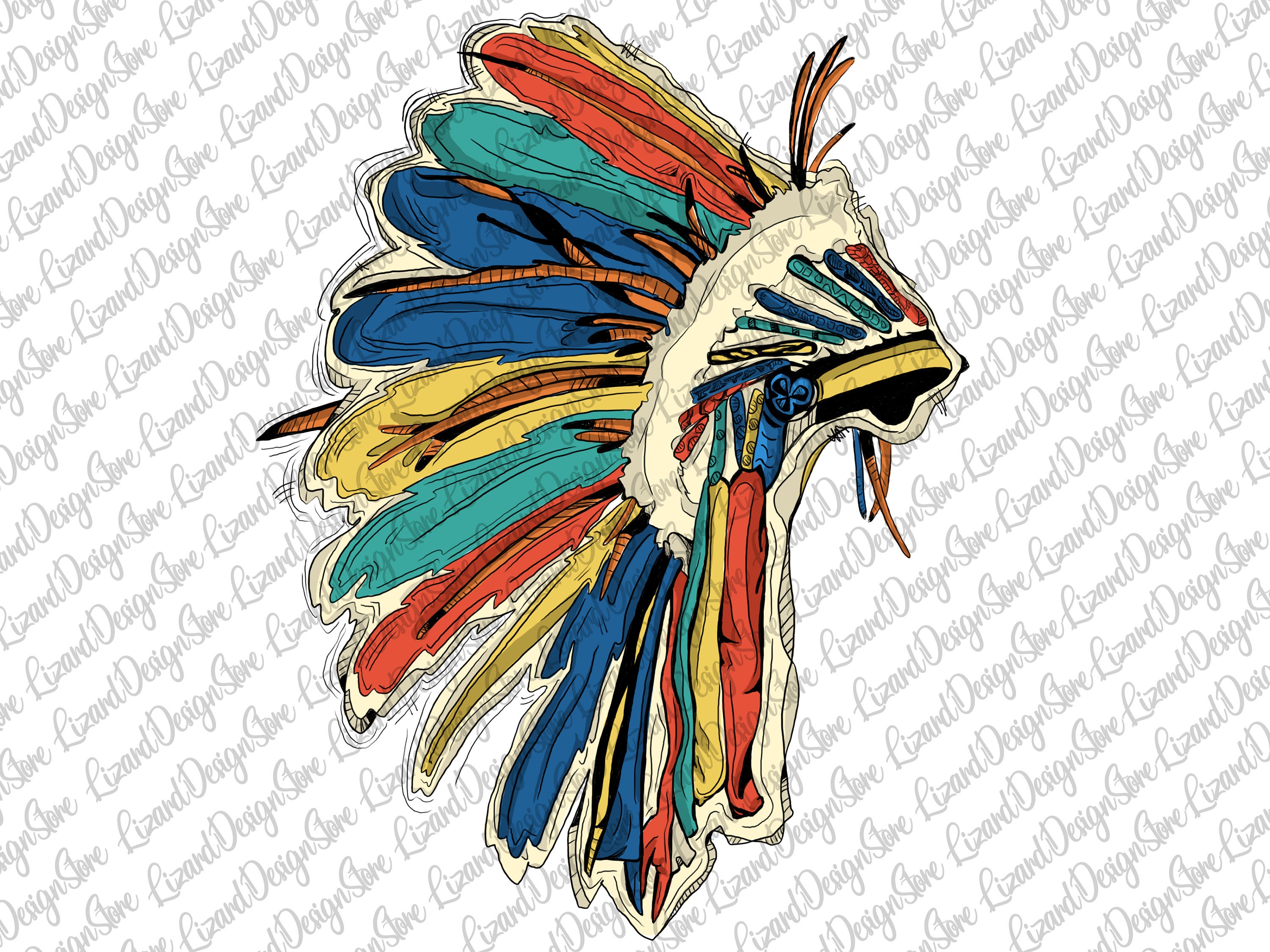 Indian Headdress White Yellow Red & Black Feather Warbonnet Native American  Feathers Hat Festival Costume Indian Hat Short Length 