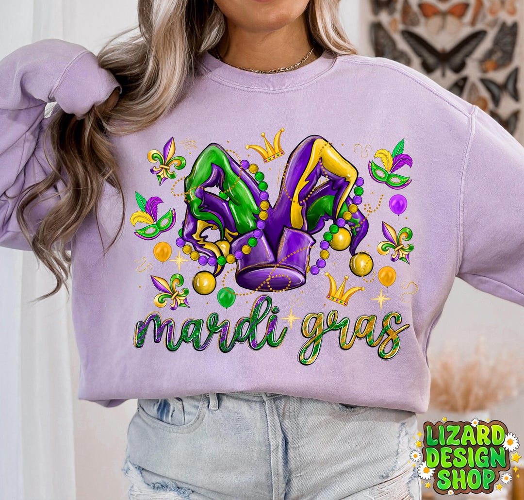 Mardi Gras With Jester Hat Png Sublimation Design Download, Happy Mardi ...