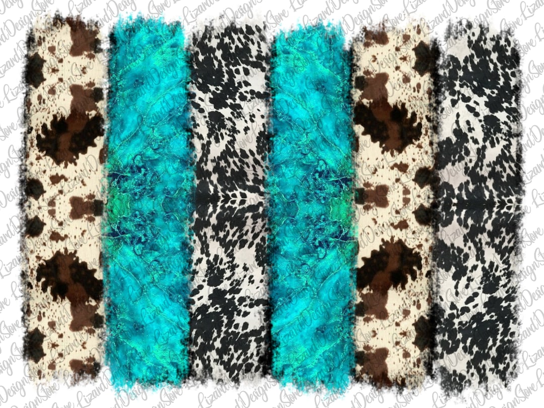 Turquoise Western Cowhide Background Png, Cowhide Brush Strokes Png