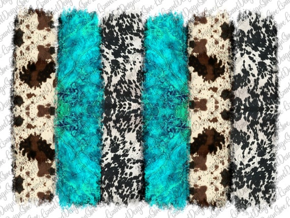 Turquoise Western Cowhide Background Png Cowhide Brush - Etsy