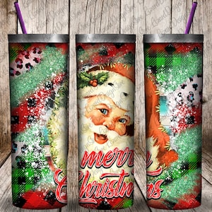 Vintage Santa Weihnachten Becher Png, 20 Unze Skinny Tumbler Sublimationsentwürfe, Santa Png, Weihnachten Png, Weihnachtsbecher Png, Sofort Download