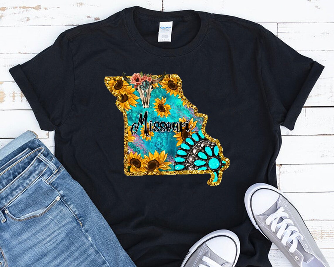 Missouri Sunflower Gemstone Map Missouri State Boho Skull - Etsy