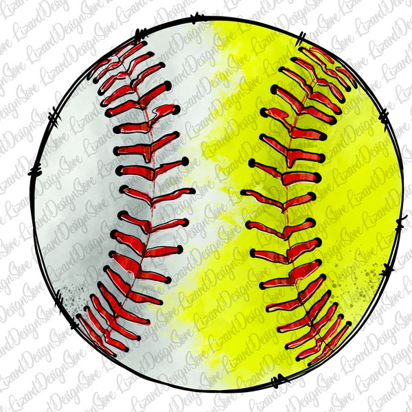 Half Baseball Softball Sublimation PNG Design, Softball Design, Half Baseball Softball PNG, Hand Drawn, Sublimation Design, Digital download