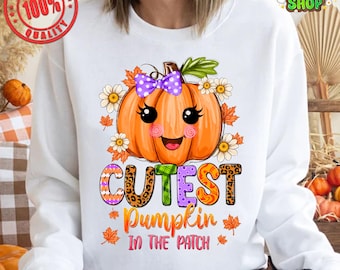 Cutest Pumpkin In The Patch Png, Fall Pumpkin Png, Distressed Fall Png, Retro Pumpkin Girl Png, Pumpkin Patch Png,Thanksgiving Png,Fall Girl