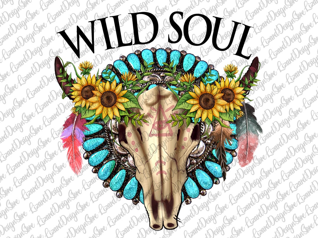 Wild Soul Png Gemstone Turquoise Bull Skull Png Boho - Etsy