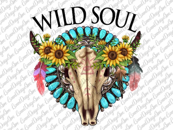 Wild Soul Png Gemstone Turquoise Bull Skull Png Boho - Etsy