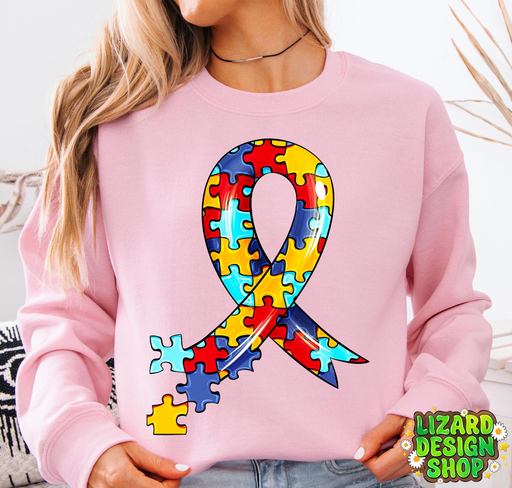 Autism Puzzle Ribbon Png Sublimation Design Download, Autism Awareness ...
