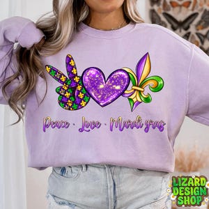 Peace Love Mardi Gras Png, Funny Mardi Gras Png, Fleur De Lis, Png, Mardi Gras Vibes Png, Peace Love Png, Sublimation Design, Digital File