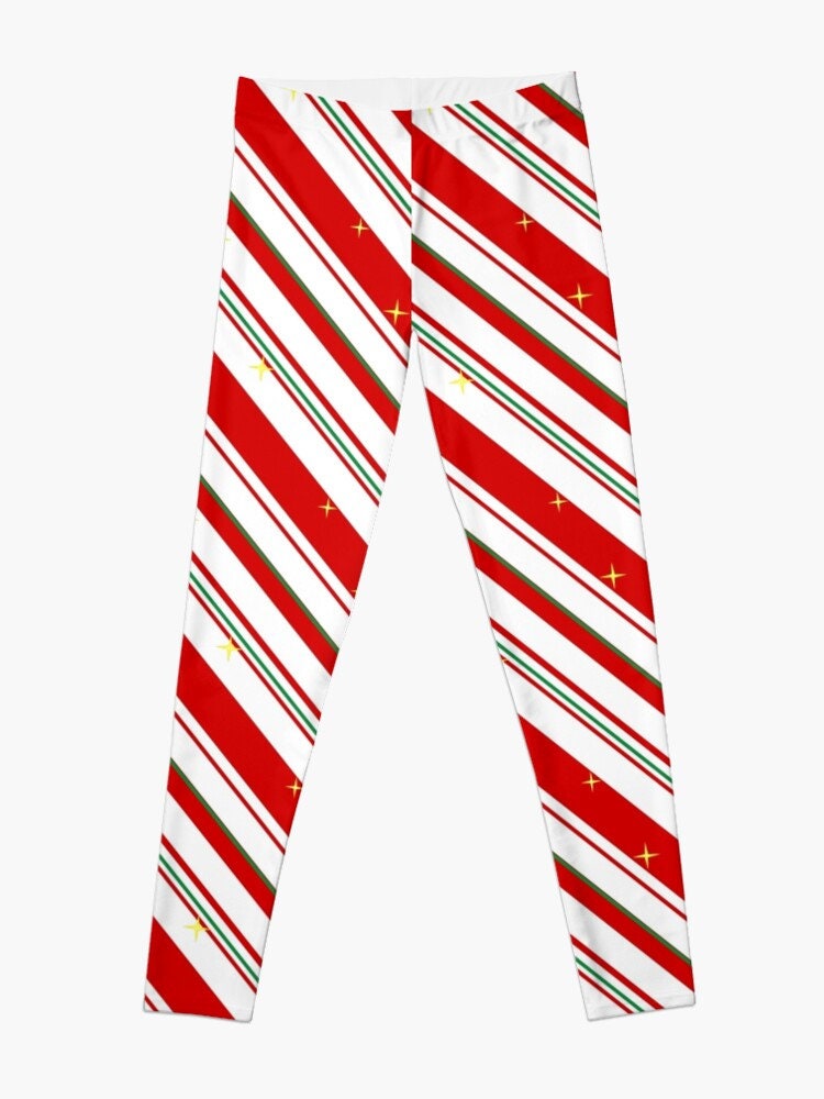 Youth Red and White Striped Candy Cane Leggings, Christmas