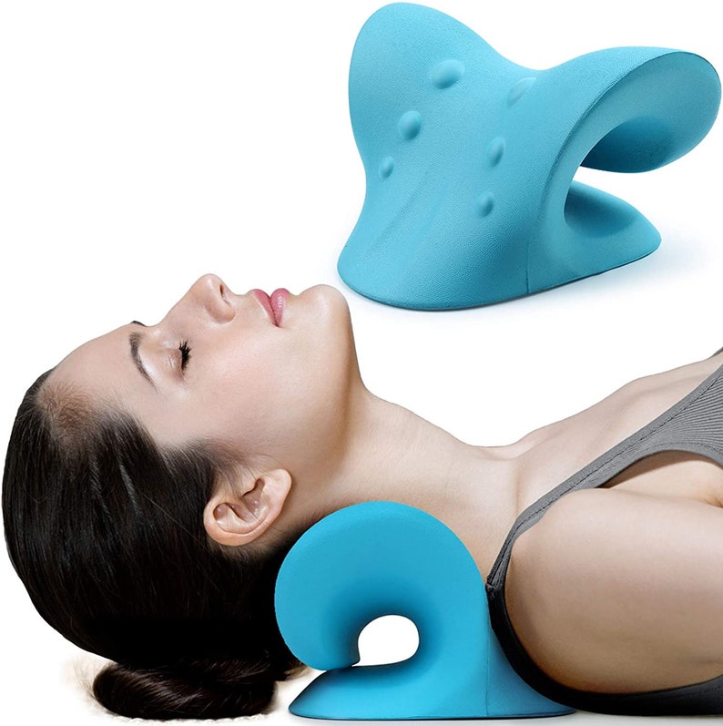 Neck and Shoulder Relaxer  Cervical Traction Device for TMJ Blue