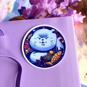 Lucky Cat - Maneki Neko - waterproof glossy vinyl sticker