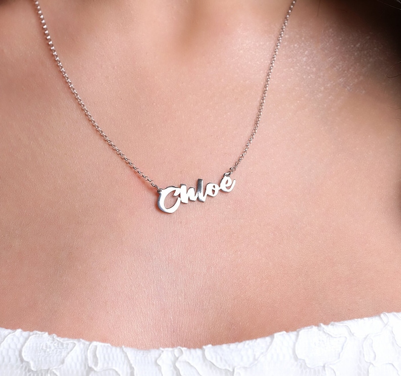 Custom Name Necklace, Cursive Name Necklace, Silver Name Necklace, Necklace for Women, Personalised Jewellery, Gift for Her, Bridesmaid Gift Font 9