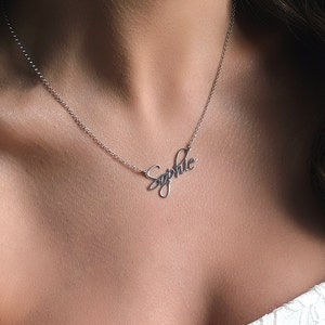 Custom Name Necklace, Cursive Name Necklace, Silver Name Necklace, Necklace for Women, Personalised Jewellery, Gift for Her, Bridesmaid Gift Font 7