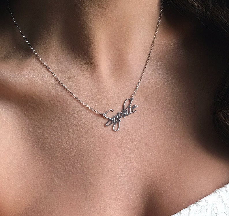 Custom Name Necklace, Cursive Name Necklace, Silver Name Necklace, Necklace for Women, Personalised Jewellery, Gift for Her, Bridesmaid Gift Font 7