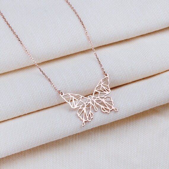 Dainty silver butterfly necklace best sale