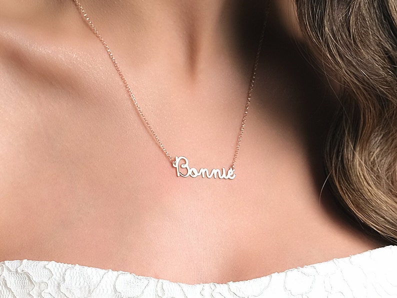 Custom Name Necklace, Cursive Name Necklace, Silver Name Necklace, Necklace for Women, Personalised Jewellery, Gift for Her, Bridesmaid Gift Font 6