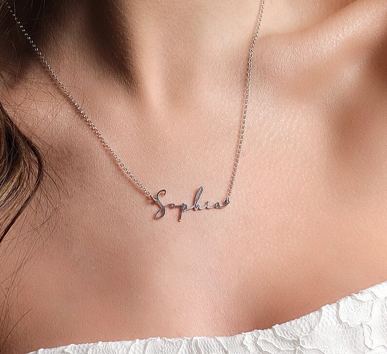 Custom Name Necklace, Cursive Name Necklace, Silver Name Necklace, Necklace for Women, Personalised Jewellery, Gift for Her, Bridesmaid Gift Font 12