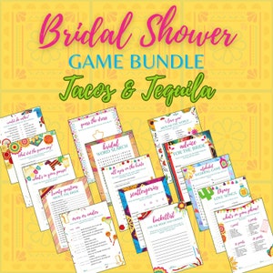 Bridal Shower Party Game Bundle | Tacos and Tequila | Fiesta | Print Out