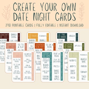 Ideas de tarjetas de cita nocturna para parejas Este o aquel misterio sorpresa Crear editable imprimible