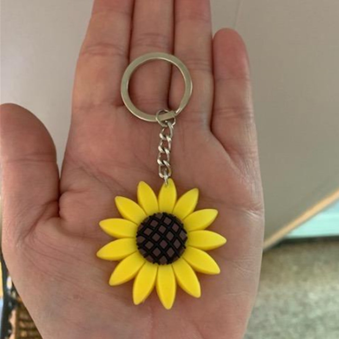 Sunflower Keychain Sunflower Key Chain Sunflower Lovers Etsy