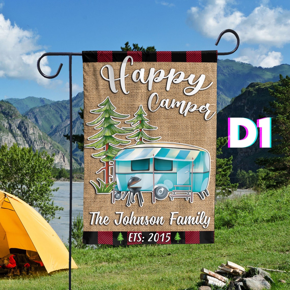 Personalized Camping Flag Camper Gift Custom Campsite Sign Etsy