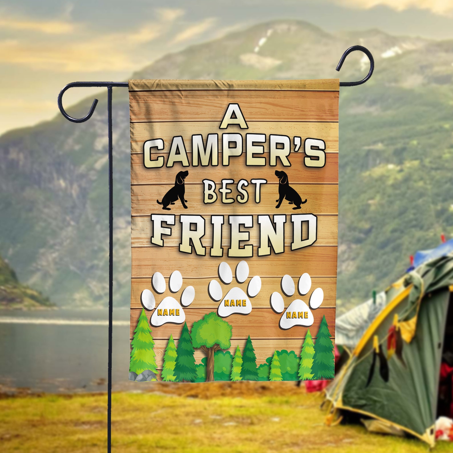 Personalized Camping Flag A Camper's Best Friend Flag Etsy