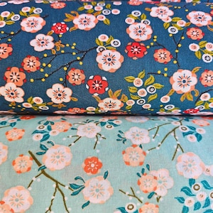 Telas estampadas flores japonesas en algodón