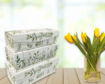 Decorative Storage Boxes,  Garden Keepsake Box, Paper Storage Box - Set of 3