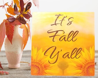 It's Fall Y'all Wood Sign Tiered Tray Décor (Choose Style)