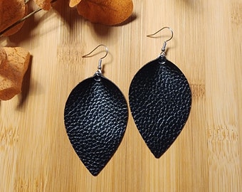 Faux Leather Leaf Earrings