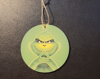 Super Cute Grinch Wood Slice Ornament