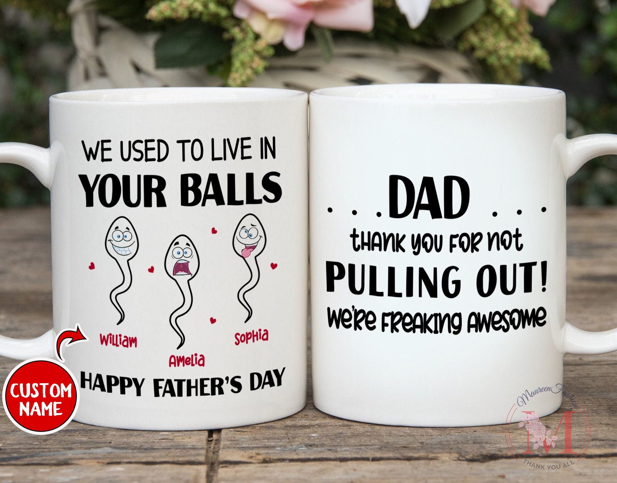 Funny Fathers Day Mug Details about   I Used To Live In Your Balls Birthday Mug For Dad 
