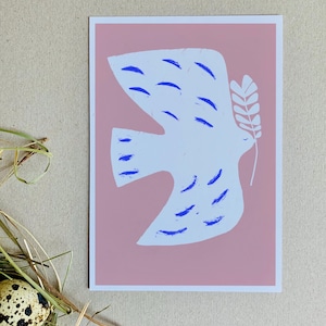 Postkarte - Grusskarte - Karte - Illustration - Frühling - Grüße - Geschenk - Taube - Friedenstaube - Vogel