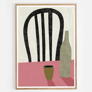 Poster / Art Print / Art Print / Print / Wall Art / Wall Decoration / Living / Illustration / Still Life / Botany / Wine / Chair