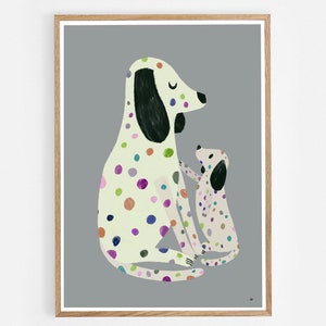 KUNST FÜR KINDER/ Kinderzimmerposter/ Poster/ Tierposter/ Dalmatiner/ Hund/ Hundebabies/ Illustration/ Artprint/ Wanddekoration/ Wallart