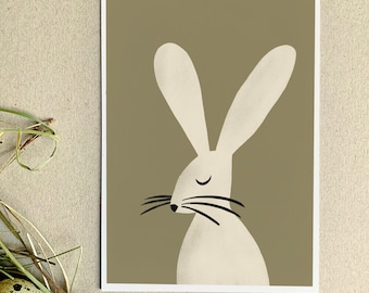 Carte postale - Carte de vœux - Carte - Illustration - Printemps - Pâques - Joyeuses Pâques - Salutations - Cadeau - Lapin - Lapin de Pâques