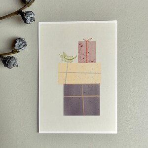 F R O H E W E I H N A C H T E N - F R O H E S F E S T/ Adviento/ Regalo/ Paquetes/ Ramitas/ Saludos navideños/ Postal