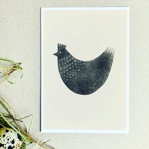 Carte postale - Carte de vœux - Illustration - Printemps - Poulet - Oiseau - Animal - Pâques - Joyeuses Pâques - Salutations - Cadeau